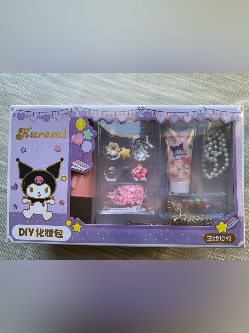 Kuromi DIY cosmetic bag craft kit, complete set, handmade craft gift for kids